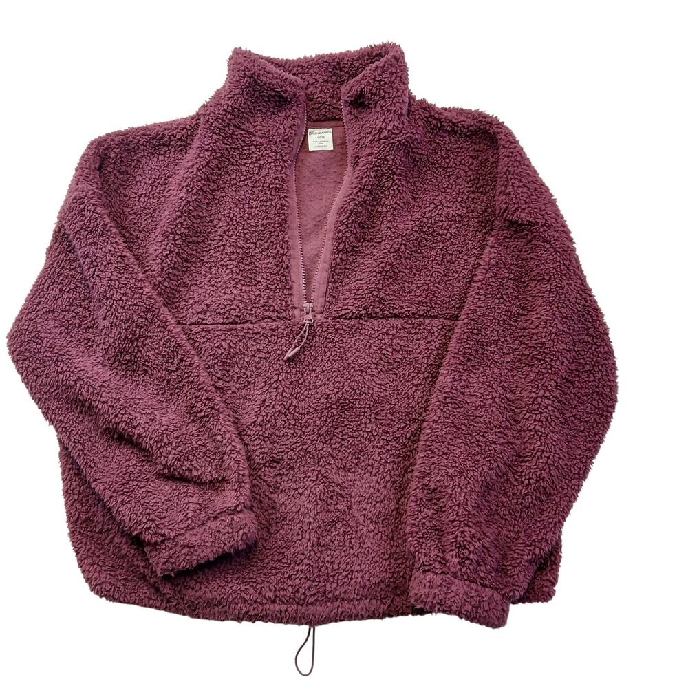 No Boundaries Womens L 12-14 Burgundy Sherpa Fleece Quarter Zip Pullover